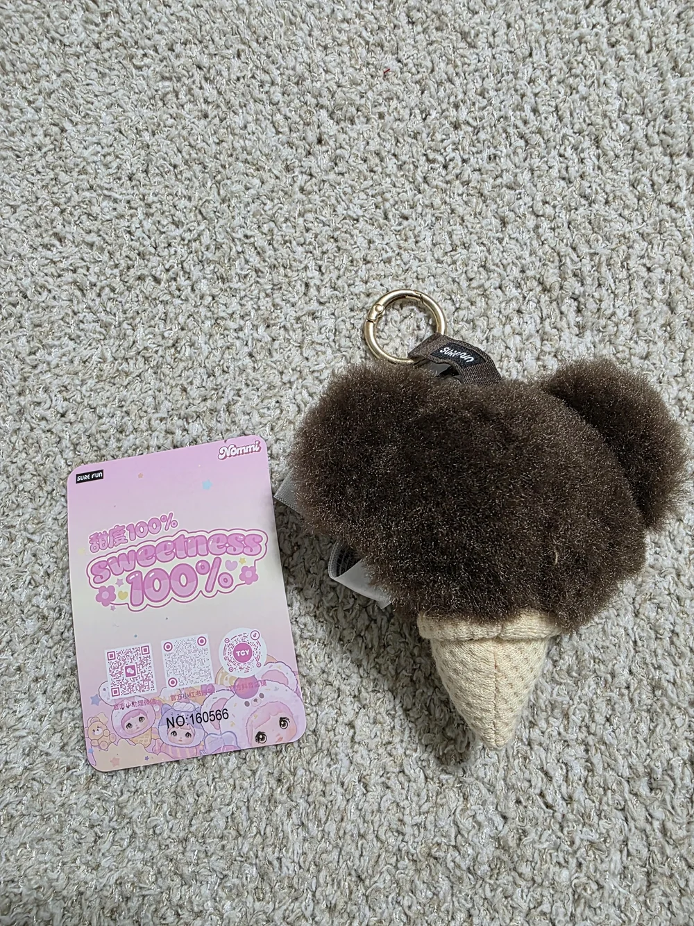 Nommi Plush Ice Cream Cone Keychain